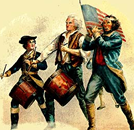 Spirit of '76 painting of American Revolution fife and drummers.