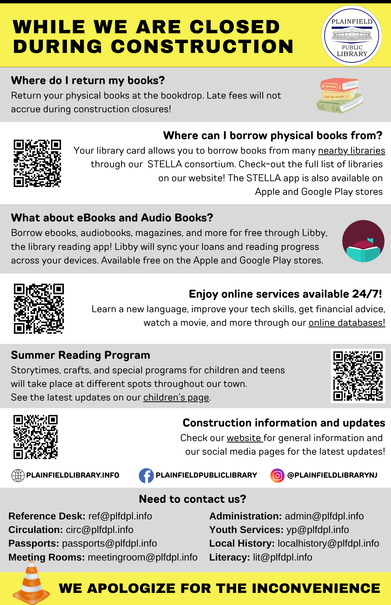 while we are closed during construction